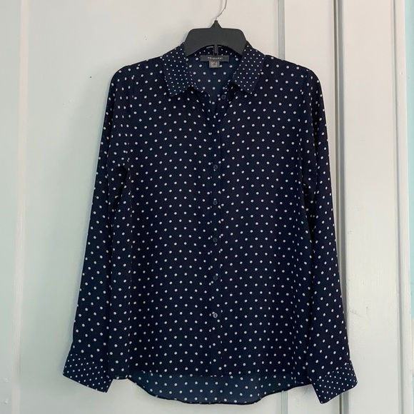 Primark Tops - Primark Navy Polka Dot Blouse size M/L